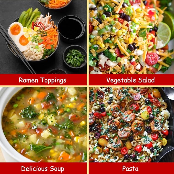 Dried Ramen Toppings Dehydrated Vegetables – 9 Mixed Vegetable Green & Red Bell Peppers, 12.35oz Natural Dried Veggie Flakes for Ramen Noodles, Camping Food Emergency Supply, Soups, Vegan