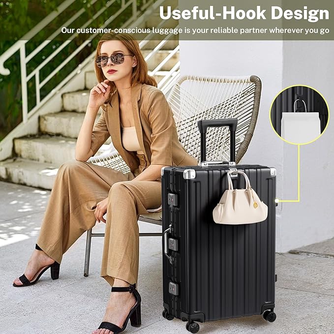 Krute Luggage Set 2 Pieces 20 28 Inch Aluminum Frame Carry on Luggages TSA Lock No Zipper Checked Suitcase with Spinner Wheels Lightweight PC Shell Hardside Suitcases