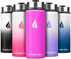 HYDRO CELL Stainless Steel Insulated Water Bottle with Straw - For Cold & Hot Drinks - Metal Vacuum Flask with Screw Cap and Modern Leakproof Sport Thermos for Adults (Fuchsia 18oz)