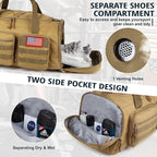 Tactical Gym Bag for Men，70L Large 3 in 1 Sports Duffle Bag with Shoes Compartment for Travel,Water Resistant Travel Backpack Weekender Overnight Bag with Wet Pocket for Women