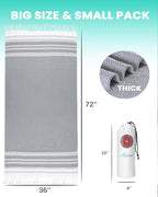 Antfuny 2 Pack Turkish Beach Towel Vacation Essentials Quick Dry Sand Free Oversized Bath Pool Swim Towel Extra Large XL Big Adult Travel Cruise Accessories Must Have Clearance Stuff Necessities Gray