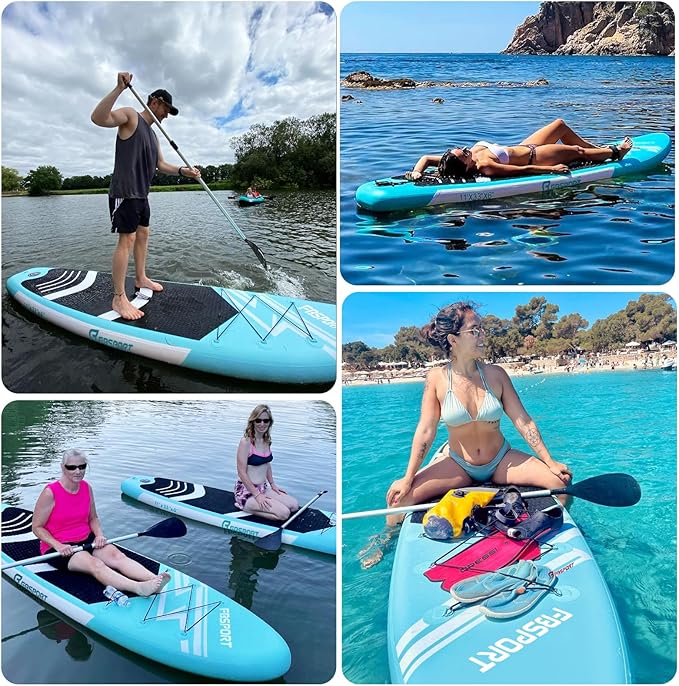 FBSPORT 11' Premium Stand Up Paddle Board, Yoga Board with Durable SUP Accessories & Carry Bag | Wide Stance, Surf Control, Non-Slip Deck, Leash, Paddle and Pump for Youth & Adult