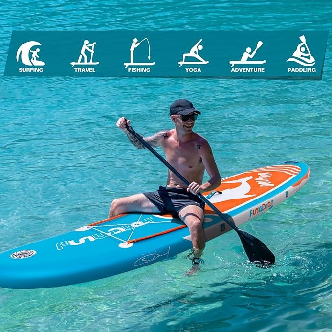 FunWater Inflatable Stand Up Paddle Board with Premium SUP Paddleboard Accessories, Anti-Slip EVA Deck, 11'/10'6'' Paddle Boards for Adults & Youth of All Skill Levels