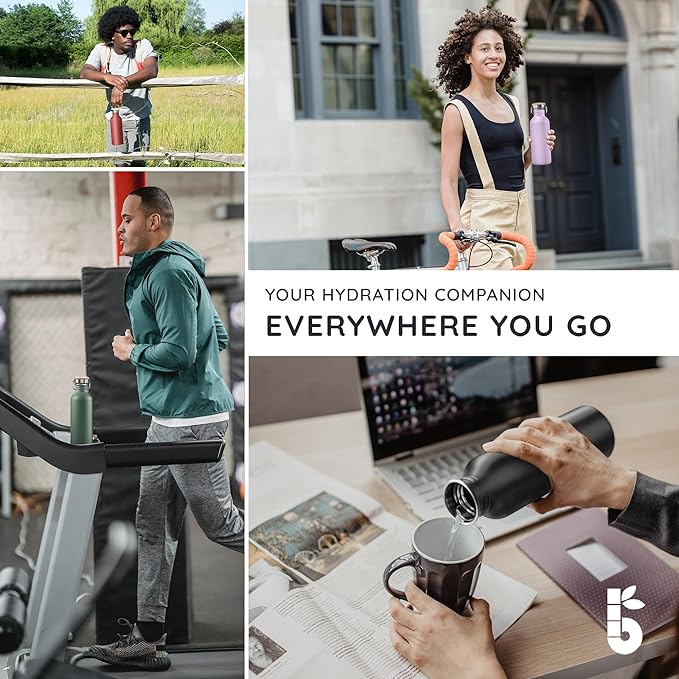 Bambaw Small Metal Water Bottle 16 oz, Navy Blue, Non-insulated Single Wall Stainless Steel, Reusable, No Straw Aegean Blue