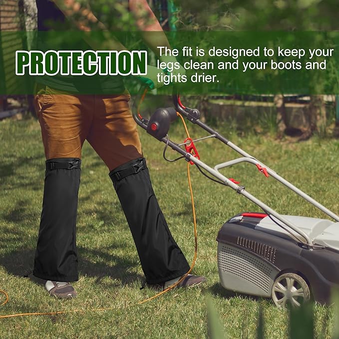Adnee 2 PCS Lawn Care Leg Gaiters-Weed Eating Leg Protectors-Garden Trimming Leg Chaps-Adjustable Leg Guards for Garden and Farm Working, Black