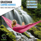 Grassman Camping Hammock Double & Single Portable Hammock with Tree Straps, Lightweight Nylon Parachute Hammocks Camping Accessories Gear for Indoor Outdoor Backpacking, Travel, Hiking, Beach