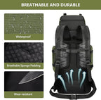 90L Hiking Backpack, Camping Travel Backpack with Rain Cover Lightweight Travel Daypack for Climbing Camping Touring (Green)