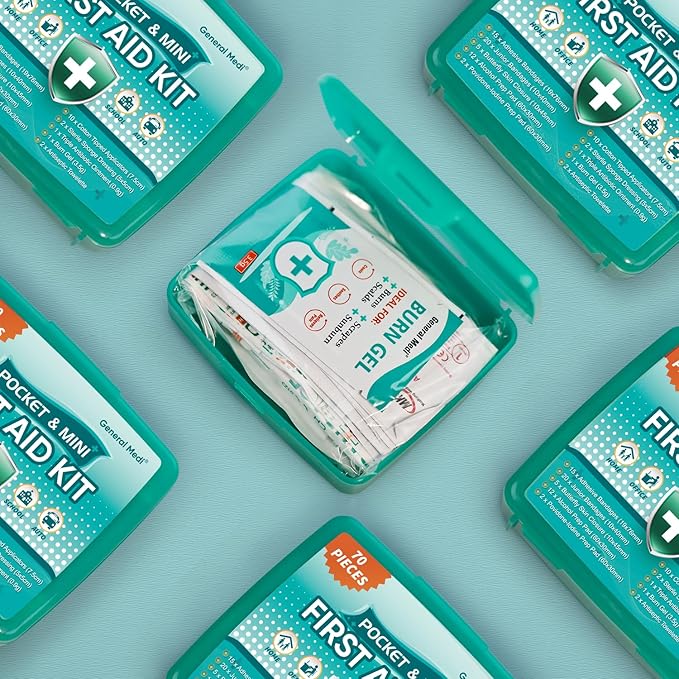 General Medi 420 Piece First Aid Kit, 6 Individual Boxes of 70 Items Each - Contains Premium Medical Supplies for Travel, Home, Office, Vehicle, Camping, Workplace & Outdoor (420 pcs, 6 Pack)