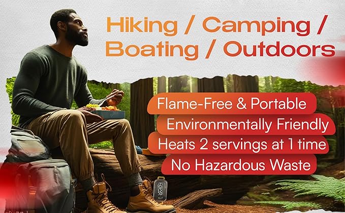 Flameless Portable Oven Kit – No-Fire Food Warmer for Camping, Hiking, Survival & Emergency | Includes 3 Single-Use Heat Pads + Drawstring Travel Bag