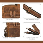 LEATHER VILLAGE 16" Leather Laptop Messenger Briefcase Bag for Men-Leather Satchel for Travel and Office Shoulder Bag- Sun Tan Brown