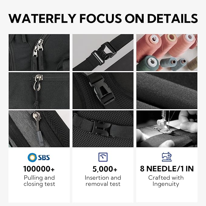 WATERFLY Fanny Pack for Women Men Water Resistant Small Waist Pouch Slim Belt Bag with 4 Pockets Lightweight Crossbody Chest Bag Fit All Phones, 11.02 x 2.1 x 4.3 inch