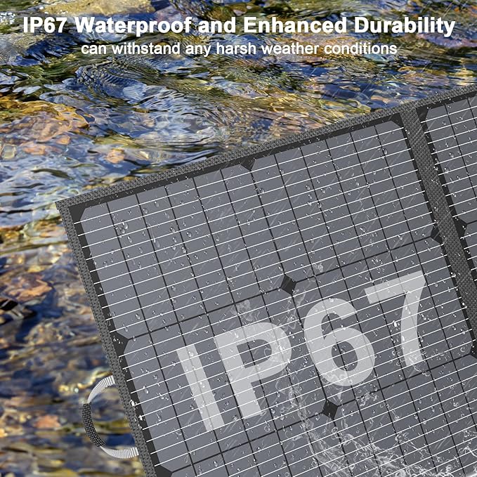 220W Portable Solar Panel, IP67 Waterproof Foldable 20V Solar Charger, High 23.5% Efficiency for Portable Power Station, Outdoor Camping, RV