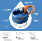 IDEUS Insulated Stainless Steel Water Bottle with 2 Leak-Proof Lids, Thermal Water Flask for Hiking Biking, 18oz, Bright Blue