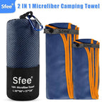Sfee 2 Pack Microfiber Travel Towel, Quick Dry Towel Camping Towel Beach Towel Super Absorbent Compact Lightweight Sports Gym Towels Set for Beach, Gym, Hiking, Pool, Backpacking, Bath, Yoga