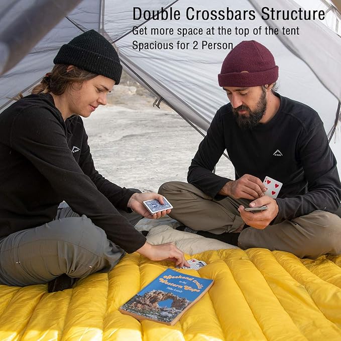 Naturehike Mongar Backpacking Camping Tent 2 Person Lightweight 3 Season Waterproof Hiking Tent Double Crossbars Easy Setup Double Layer for Hunting Outdoor Mountaineering Travel with Footprint