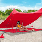 Red Suricata Sand Free Beach Mat – Large Sandproof Beach Blanket, Sandless, Waterproof – Fits and Matches Beach Canopy - Oversized Sand Proof Beach Mats for Outdoor, Picnic, Camping (Large, Red)