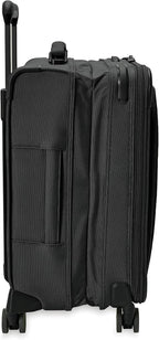 Briggs & Riley Global 21" Carry On Expandable Spinner - Luggage for International Travel, Suitcases with Wheels, Softside Rolling Bag for Men & Women, Self-Repairing Zipper- Baseline Collection, Black
