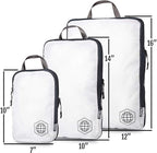 Large Compression Packing Cubes for Travel-Packing Cube Luggage Organizers 7 Piece Set for Checked Luggage-Ultralight, Expandable/Compression Bags by TRIPPED Travel Gear (White/Grey)