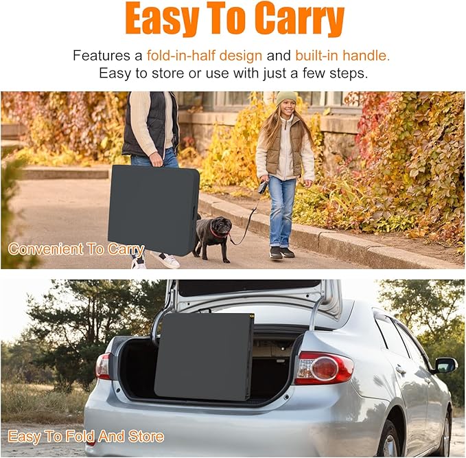 6 FT Folding Table with Carry Handle, Portable Fold-in-Half Plastic Table, Rectangle Foldable Table for Indoor/Outdoor Black