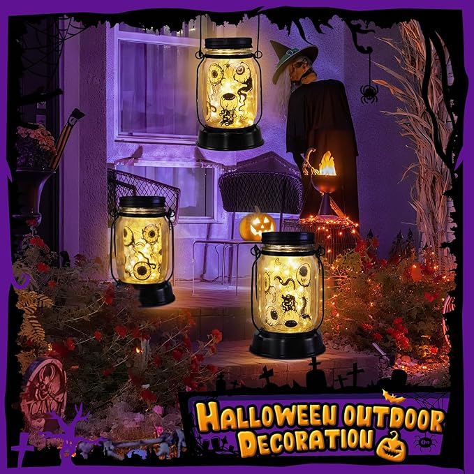 Halloween Decorations Halloween Decor Eyeballs Solar Lanterns Eyeball Decorations Outdoor Lights Solar Garden for Yard, Patio,Backyard,Porch Torches Light