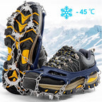 Crampons Ice Cleats Traction Snow Grips for Boots Shoes Women Men Anti Slip 19 Stainless Steel Spikes Safe Protect for Hiking Fishing Walking Climbing Mountaineering
