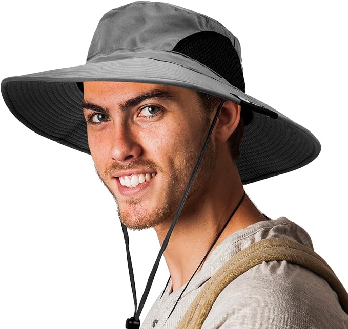 SUN CUBE Wide Brim Sun Hat Men Women, Fishing Hats Sun UV Protection, Mens Hiking Bucket Hat Safari Beach Boonie, UPF 50+