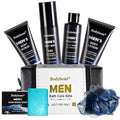 Gift for Men, 7-Piece Bath and Body Spa Gift Set, Men's Skin Care Includes 3-in-1 Face Wash, Handmade Soap, Body Mist, Lotion, Shower Sponge & Travel Bag-Gifts for Dad, Husband, Boyfriend and Friends