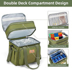 HSHRISH XLarge Expandable Tactical Lunch Box for Adults, Insulated Heavy Duty Lunch Pail, Leakproof Lunch Cooler for Men Work Outdoor Picnic Road Trip Camping, 36 Cans/22 L, Army Green