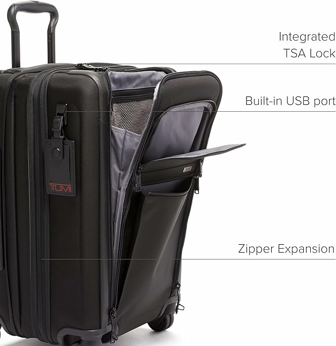 TUMI - Alpha International Expandable 4 Wheeled Carry-On - Rolling Carry On Suitcase for Domestic & International Travel - Black