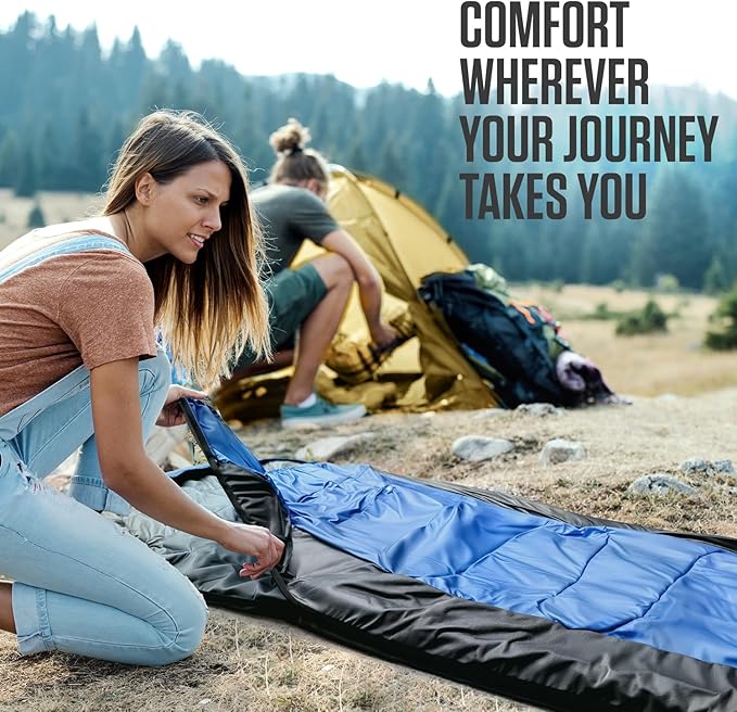 VENTURE 4TH Backpacking Sleeping Bag – XXL, Double and Single Sizes - Lightweight Warm & Cold Weather Sleeping Bags for Adults, Kids & Couples – Ideal for Hiking, Camping & Outdoor Adventures