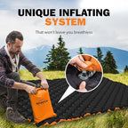 POWERLIX Double Inflatable Sleeping Pad - Camping Mattress for Backpacking, Hiking Traveling, Compact Camping Sleeping Mat for 2 Person, Portable Ultralight Camping Pad Air Mattress Orange