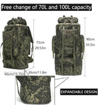 Hiking Backpack for Men 70L/100L Camping Backpack Military Rucksack Molle 3 Days Assault Pack for Climbing