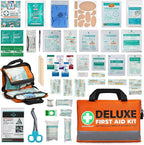 380 Pieces Deluxe First Aid Kit Compact Trauma Medical Kits with Assorted Bandages, Instant Cold Pack, Emergency Blanket for Home, Travel, Camping, Vehicle, Emergency Kits(Orange)