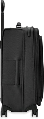 Briggs & Riley 26" Medium Expandable Spinner - Checked Luggage for Travel, Suitcases with Wheels, Softside Rolling Bag for Men & Women, Self-Repairing Zipper - Baseline Collection, Black