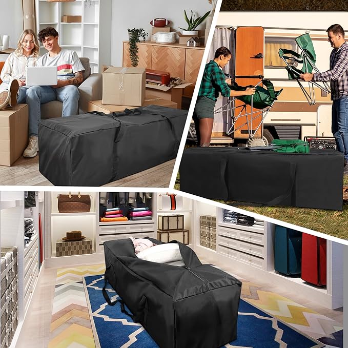 COOLBEBE 60" Sports Duffle Bag - 332L Extra Large Travel Duffel Luggage Bag with Upgrade Zipper, Sturdy & Water Resistant Long Duffle Bag for Camping Moving (Black 60inch)