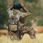 FLISSA Tripod Hunting Chair with Backrest, Portable Hunting Stool Supports 250 LBS, Foldable Camo Seat with Carry Strap for Hunting, Hiking, Fishing and Camping