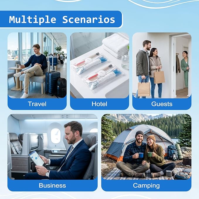 5 Kits Travel Toiletry Kit Bulk, 9-in-1 Disposable Personal Hygiene Kit, Basic Toiletry Kits for Men Women, Homeless Care Supplies Charity Kit for Guest, Hotel, Camping, Travel, Donation