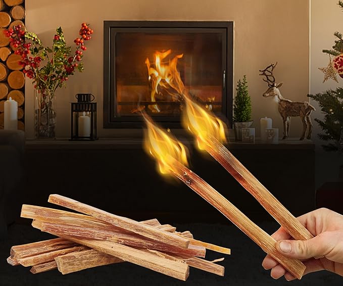 40 lbs Fatwood Fire Starter Sticks, 100% Natural Kindling Firewood Firestarter for Stoves, Pine Wood for Fireplaces, Campfires, Bonfires, Grill