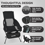 MARCHWAY Lightweight Folding High Back Camping Chair with Head Support, Stable Portable Compact for Outdoor Camp, Travel, Beach, Picnic, Festival, Hiking, Backpacking (Highback Black)