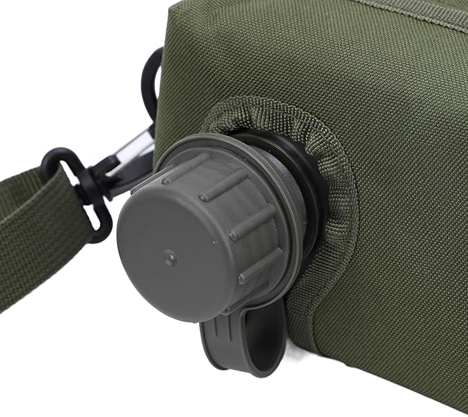 Outdoor - 2L Portable Water Canteen with Waist Bag, Multi Fuctional PVC Flat Camping for Surplus or Bushcraft Gear (OD Green)