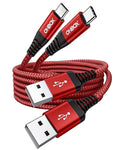 USB to USB C Cable Fast Charging [2 Pack 10FT], USB A to USB C Cable for Car, Durable Braided USB Type C iPhone Charger USBC Cord for iPhone 17/16/15/Pro Max/Plus, Samsung Galaxy S23 and More-Red