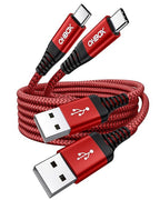 USB to USB C Cable Fast Charging [2 Pack 10FT], USB A to USB C Cable for Car, Durable Braided USB Type C iPhone Charger USBC Cord for iPhone 17/16/15/Pro Max/Plus, Samsung Galaxy S23 and More-Red
