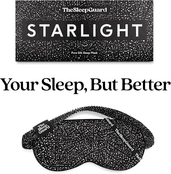 Pure Silk Sleep Mask [100% 6A Mulberry Silk, 22 Momme] Light Blocking Travel Essentials. Eye Masks for Sleeping. Black Oeko-Tex Blindfold. Eye Covers for Men & Women