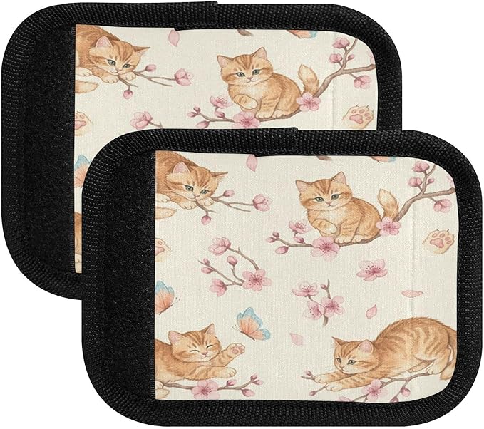 Burbuja Cats Luggage Handle Wrap Neoprene Comfort Handle Covers Suitcase Tag Identifier for Travel Accessories, 2 Pack