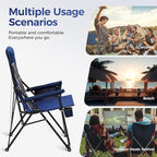 ALPHA CAMP Heavy Duty High Back Camping Chairs with Cup Holder Oversized Folding Chair Outdoor Chair with Headrest,Lawn with Side Pocket for Lawn, Sports and Fishing, 500lbs