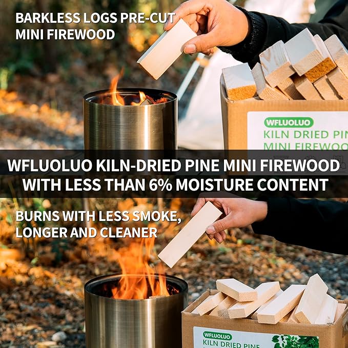 3.5" Lengths Mini Fire Sticks Wood,Pine Kiln Dried Firewood,Small Barkless Kindling Logs,Fire Pit Accessories Prefect for Mesa,Tabletop Fire Pit,Pizza Oven,12Lbs