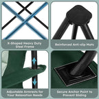 Colegence Heavy Duty Camping Chair for Adults Set of 2, Oversized Heavy People Foldable Padding Outside Camp Chairs, with Cooler Bag Cup Holder, Side Pocket for Lawn,Sport,Outdoor,Dark Green