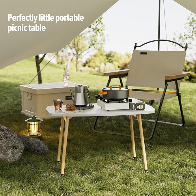 WOHOMO Folding Coffee Table White Small Coffee Tables for Living Room Portable Simple Modern Center Table for Small Spaces, No Assembly, 31.5 * 15.7 * 17.7IN, White Htp