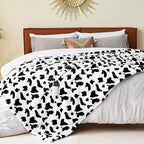 Cow Print Electric Heated Blanket Queen Size,84X90 Black Heating Blanket Queen with Dual Control&Timer&10 Heat Levels,Cute Cow Decor Sherpa Blankets Warmer Gifts for Bed Women Adults,ETL