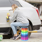 ALEVMOOM Portable Telescoping Collapsible Stool with Cushion & Bag, Retractable Folding Stool for Adults, Lightweight But Sturdy Capacity 440 lbs for Camping Fishing Hiking BBQ